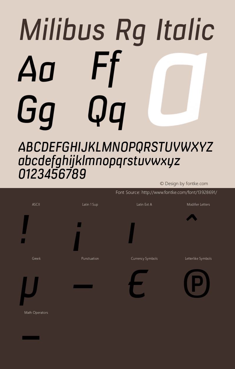 Milibus Rg Italic Version 001.000图片样张