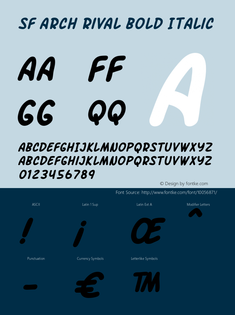 SF Arch Rival Bold Italic ver 1.0; 2000. Freeware.图片样张