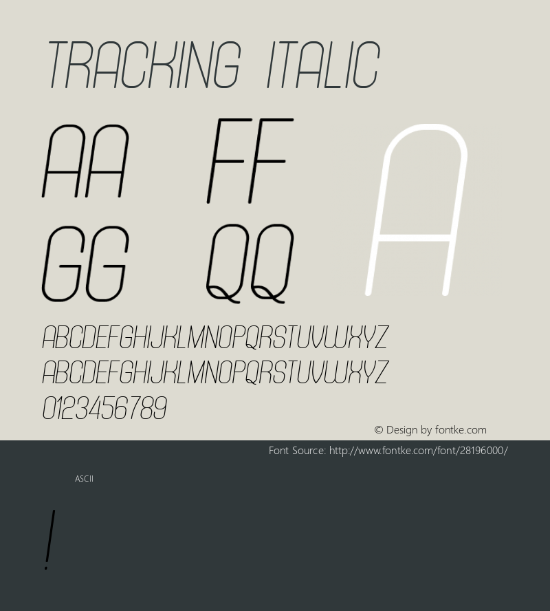 Tracking Italic Version 1.000图片样张