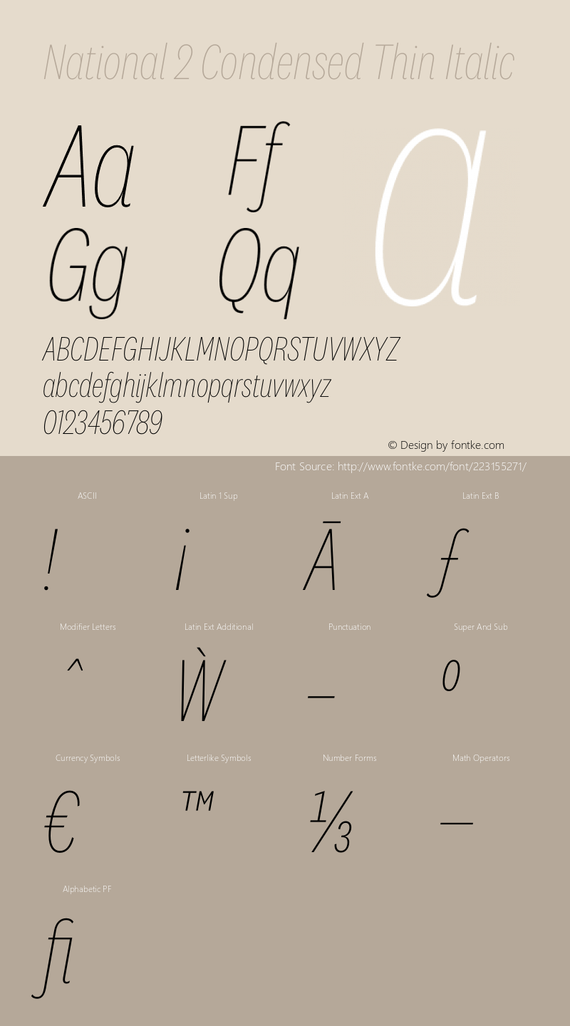 National 2 Condensed Thin Italic Version 1.004;hotconv 1.0.116;makeotfexe 2.5.65601图片样张