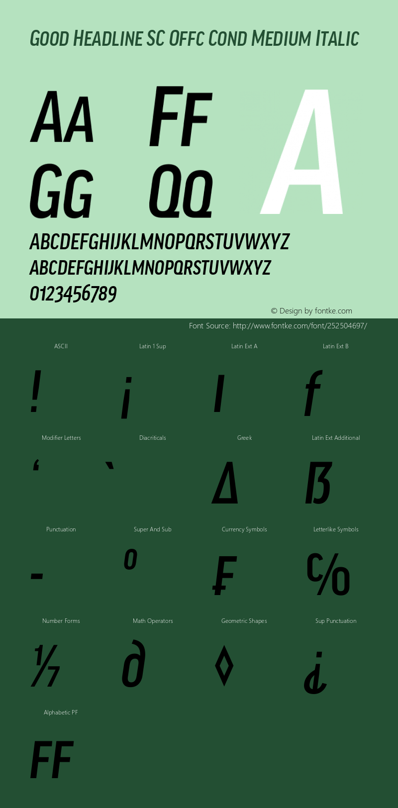 Good Head SC Offc Cond Medium Italic Version 7.504; 2010; Build 1022图片样张