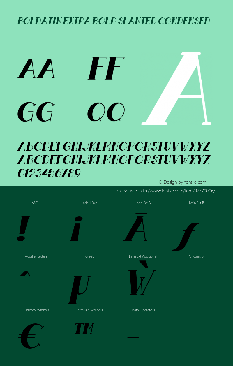 Boldatin Extra Bold Slanted Condensed 1.000图片样张