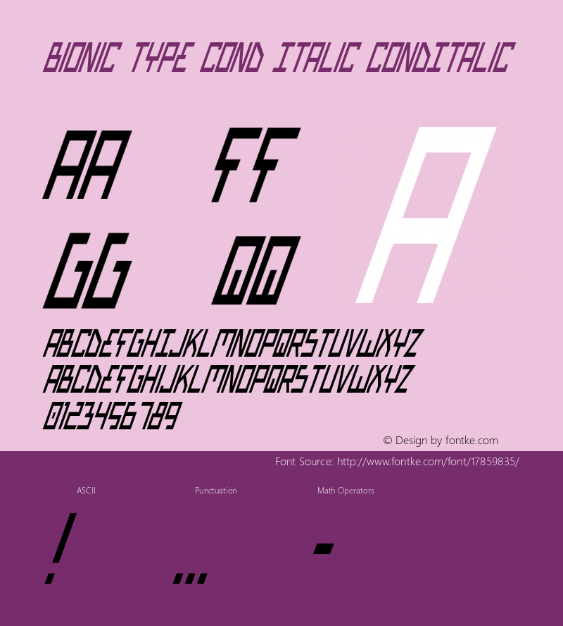 Bionic Type Cond Italic CondItalic Version 1图片样张