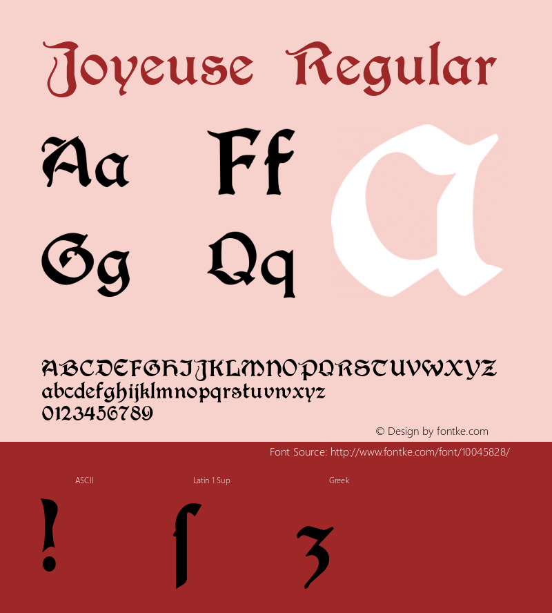 Joyeuse Regular Altsys Fontographer 4.0.2 11/16/93图片样张