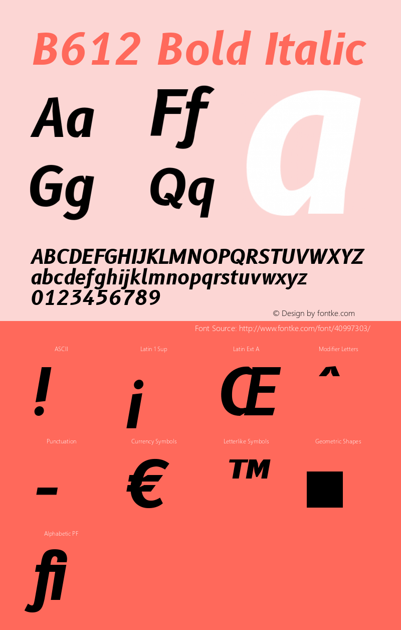 B612 Bold Italic Version 1.008图片样张