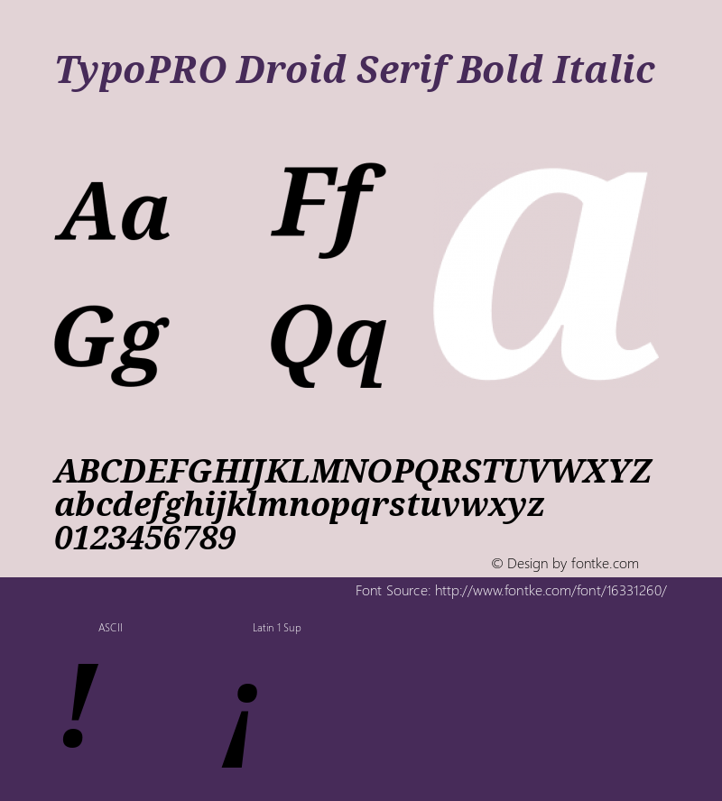TypoPRO Droid Serif Bold Italic Version 1.03图片样张