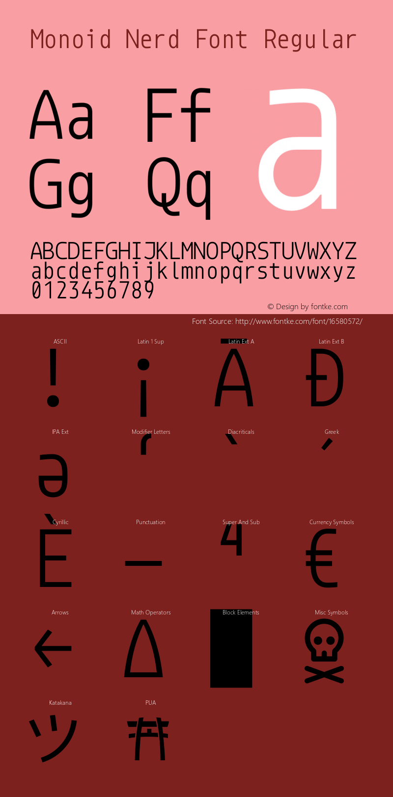 Monoid Nerd Font Regular Version 0.61;Nerd Fonts 0.8.图片样张