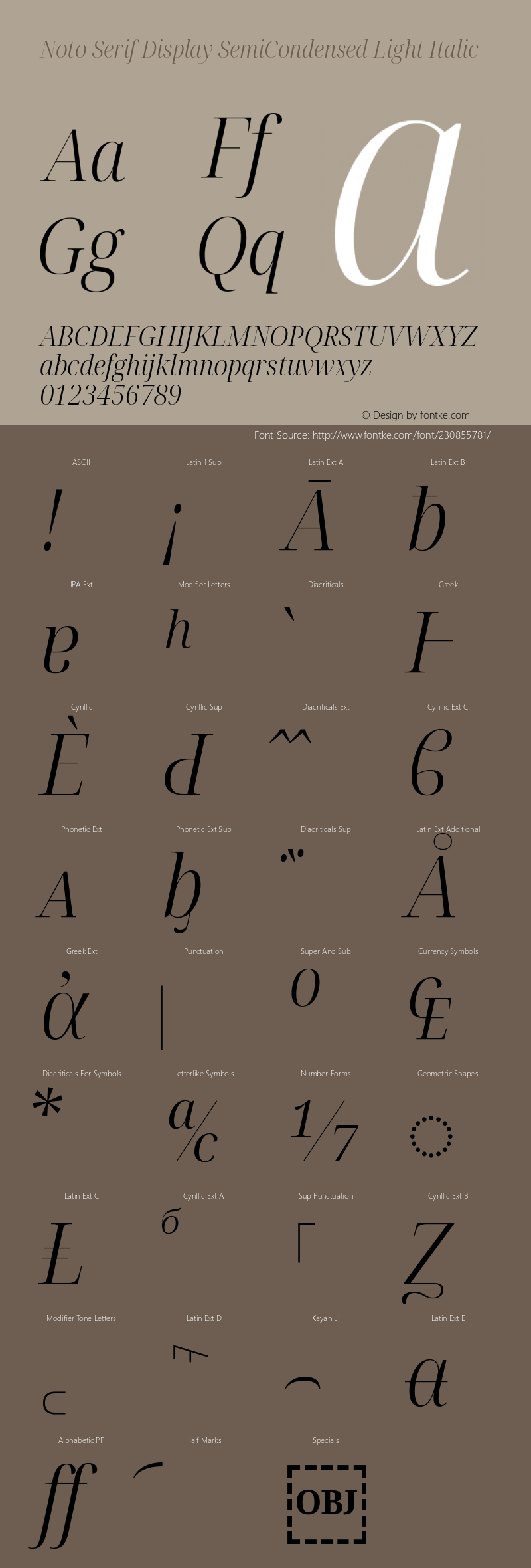 Noto Serif Display SemiCondensed Light Italic Version 2.007图片样张