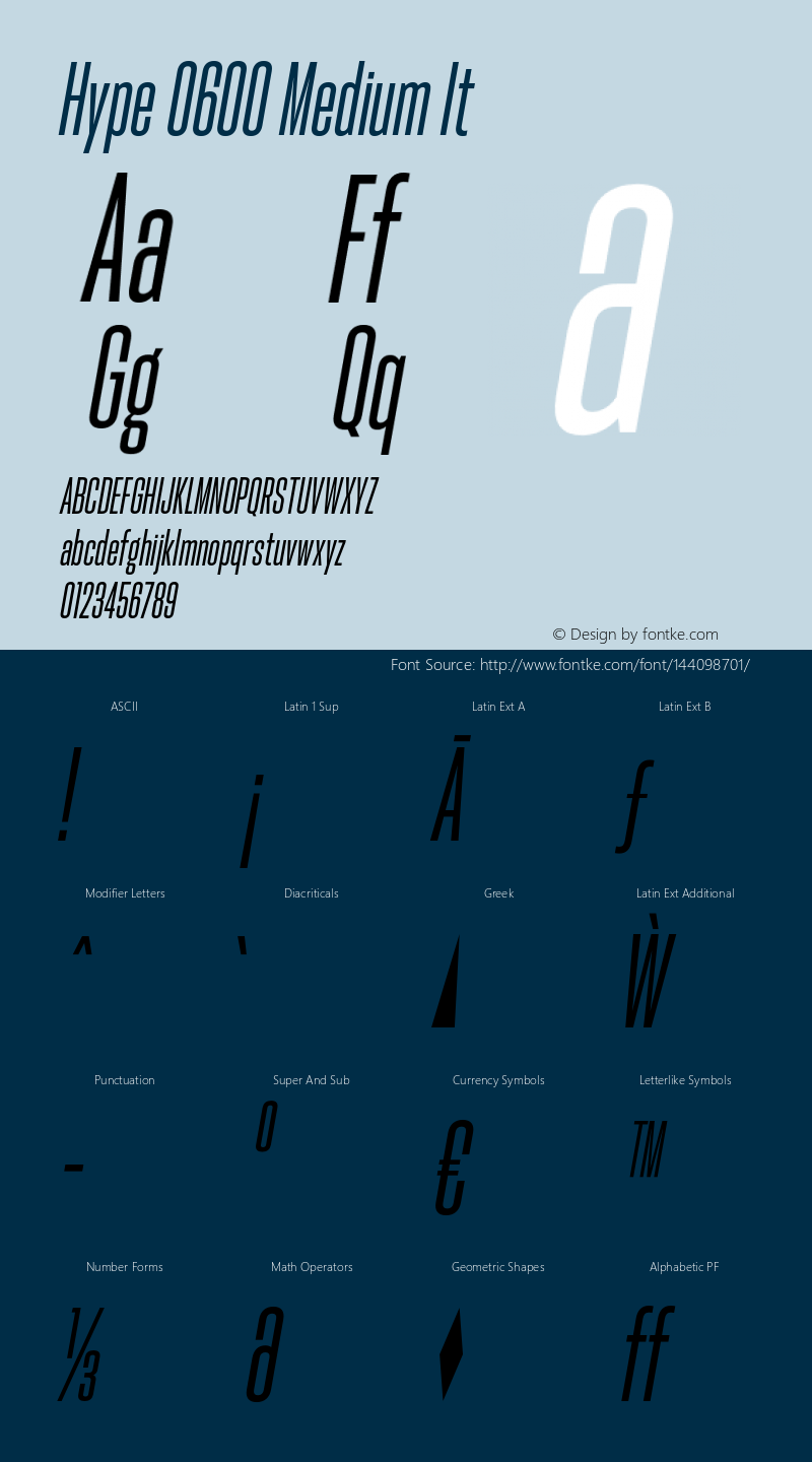Hype 0600 Medium It Version 1.000;hotconv 1.0.109;makeotfexe 2.5.65596图片样张