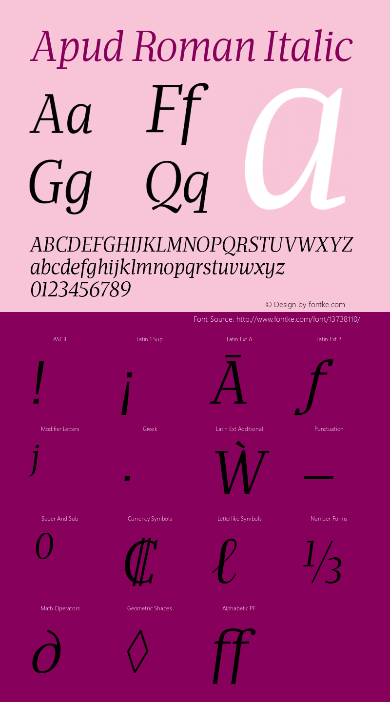 Apud Roman Italic Version 1.000图片样张