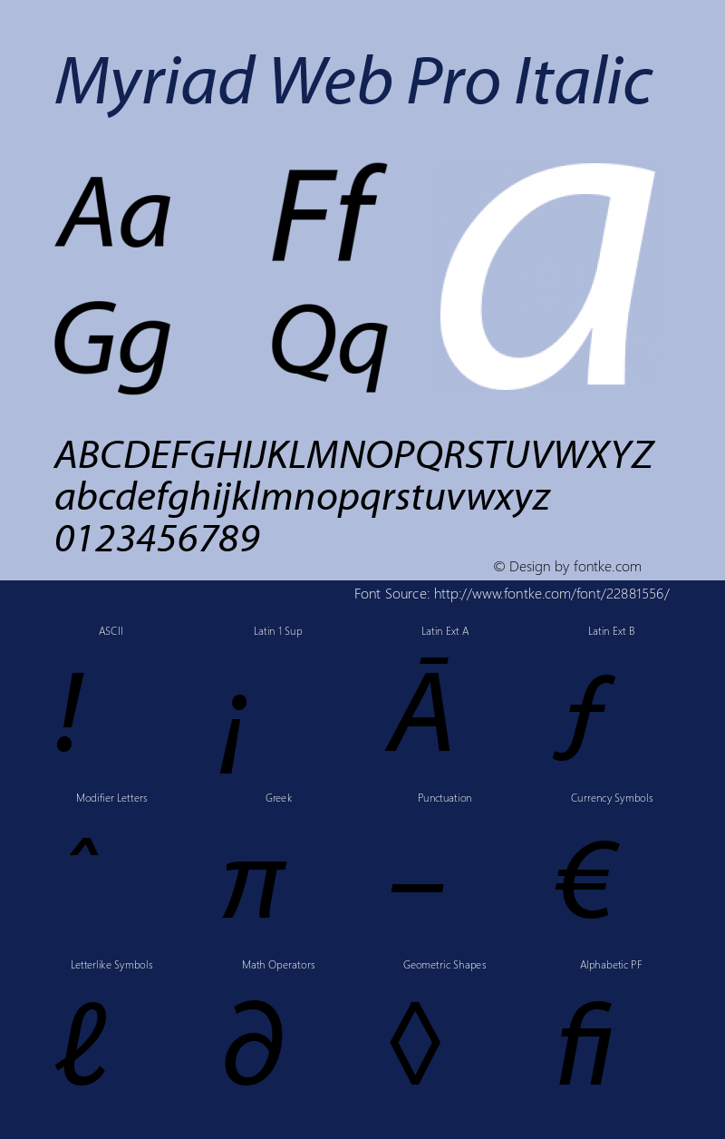 MyriadWebPro-Italic Version 1.009图片样张