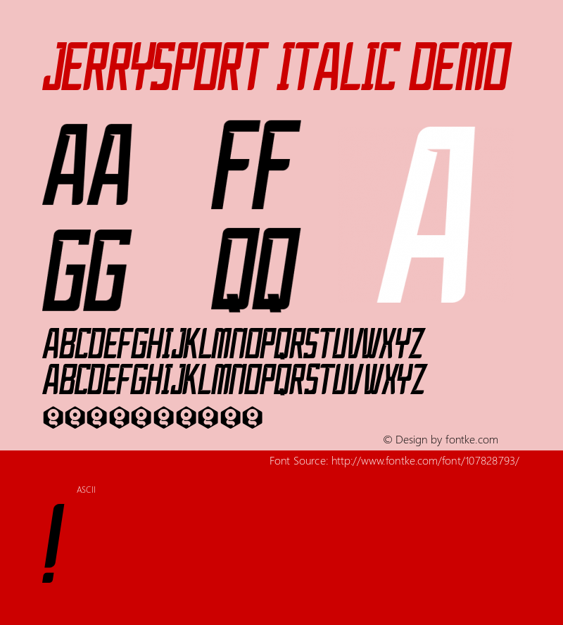 JerrySportItalic-Demo Version 1.000图片样张