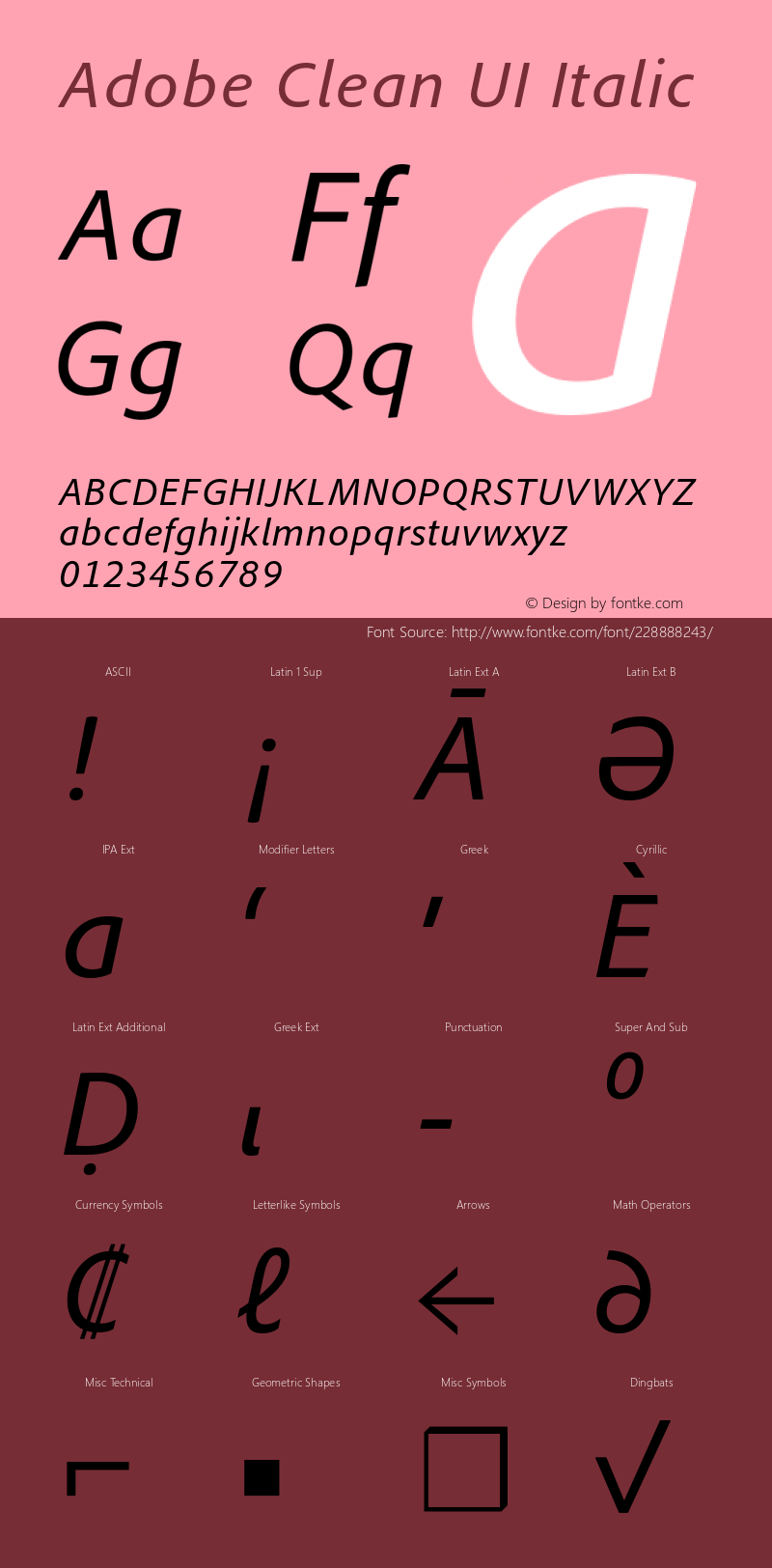 AdobeCleanUI-Italic Version 1.011;PS 1.000;hotconv 1.0.56;makeotf.lib2.0.21637图片样张