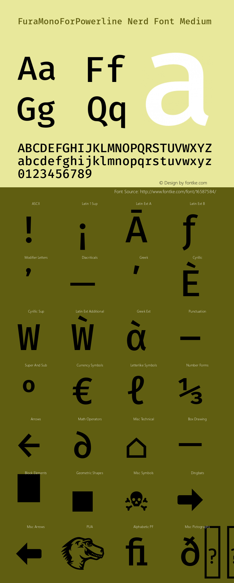 FuraMonoForPowerline Nerd Font Medium Version 3.111;PS 003.111;hotconv 1.0.70;makeotf.lib2.5.58329图片样张