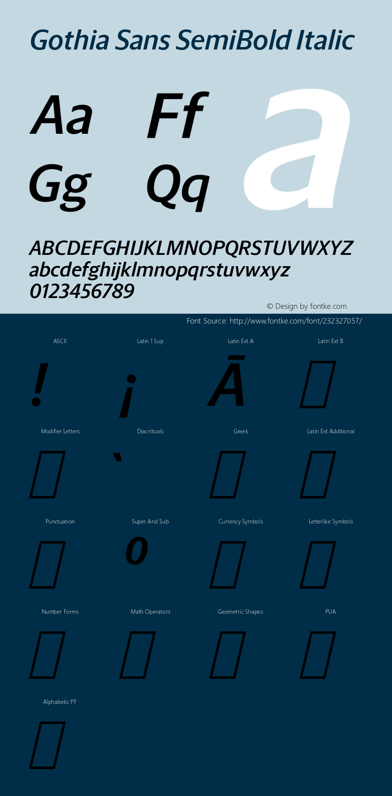 Gothia Sans SemiBold Italic Version 1.000图片样张