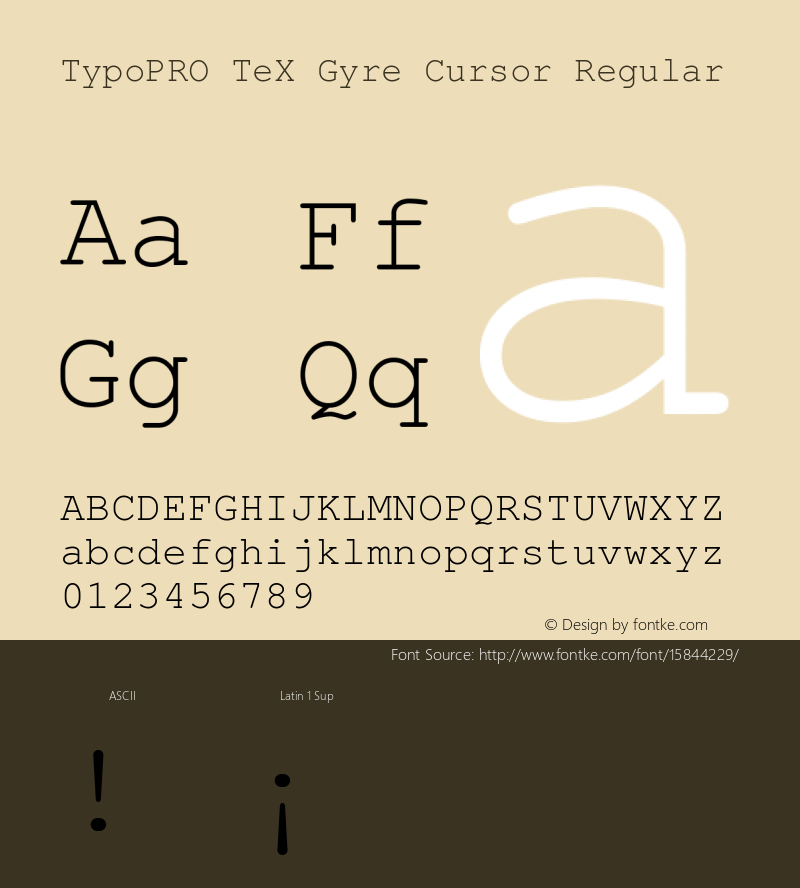 TypoPRO TeX Gyre Cursor Regular Version 2.004;PS 2.004;hotconv 1.0.49;makeotf.lib2.0.14853图片样张