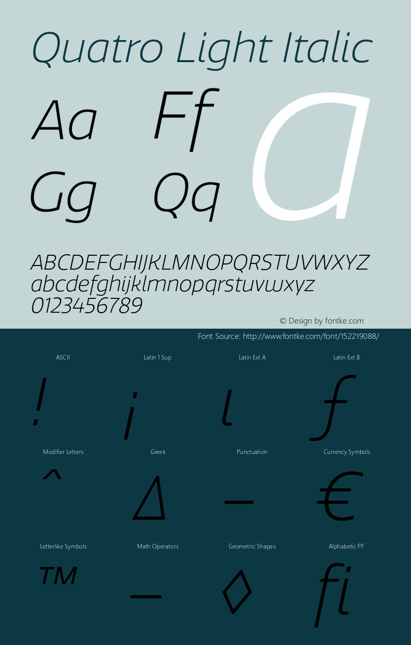 Quatro-LightItalic Version 1.30图片样张