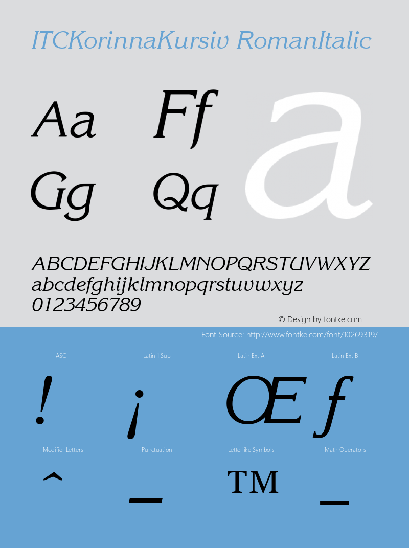 ITCKorinnaKursiv RomanItalic Version 1.00图片样张