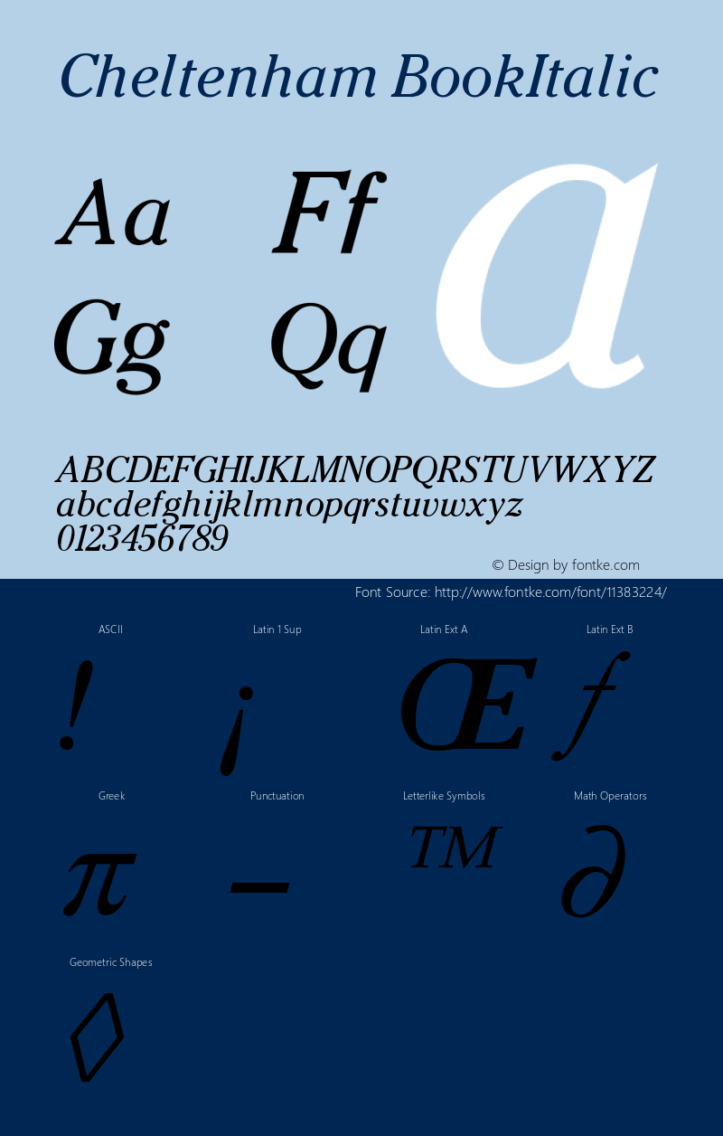 Cheltenham BookItalic Version 001.000图片样张