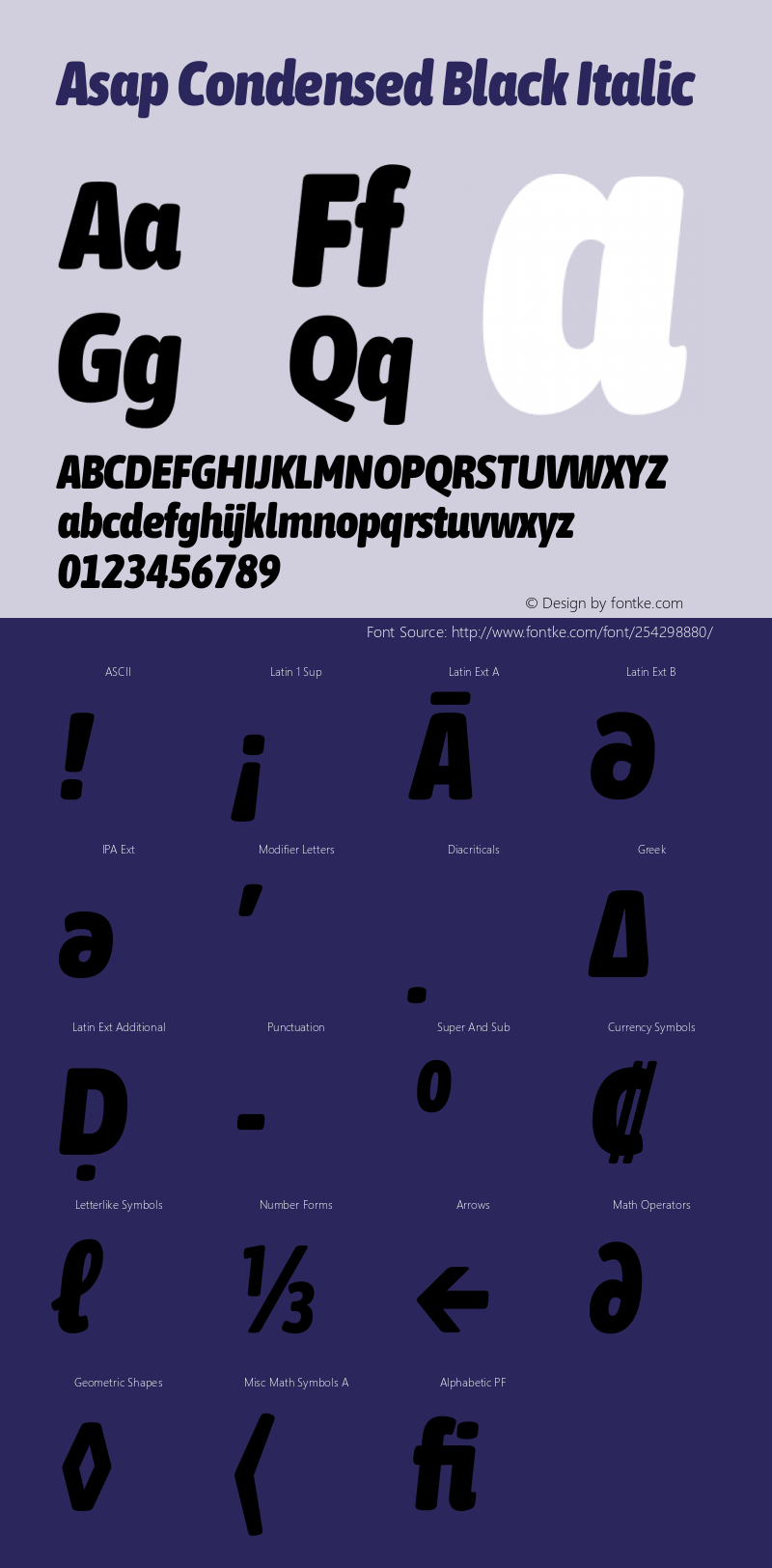 Asap Condensed Black Italic Version 3.001图片样张