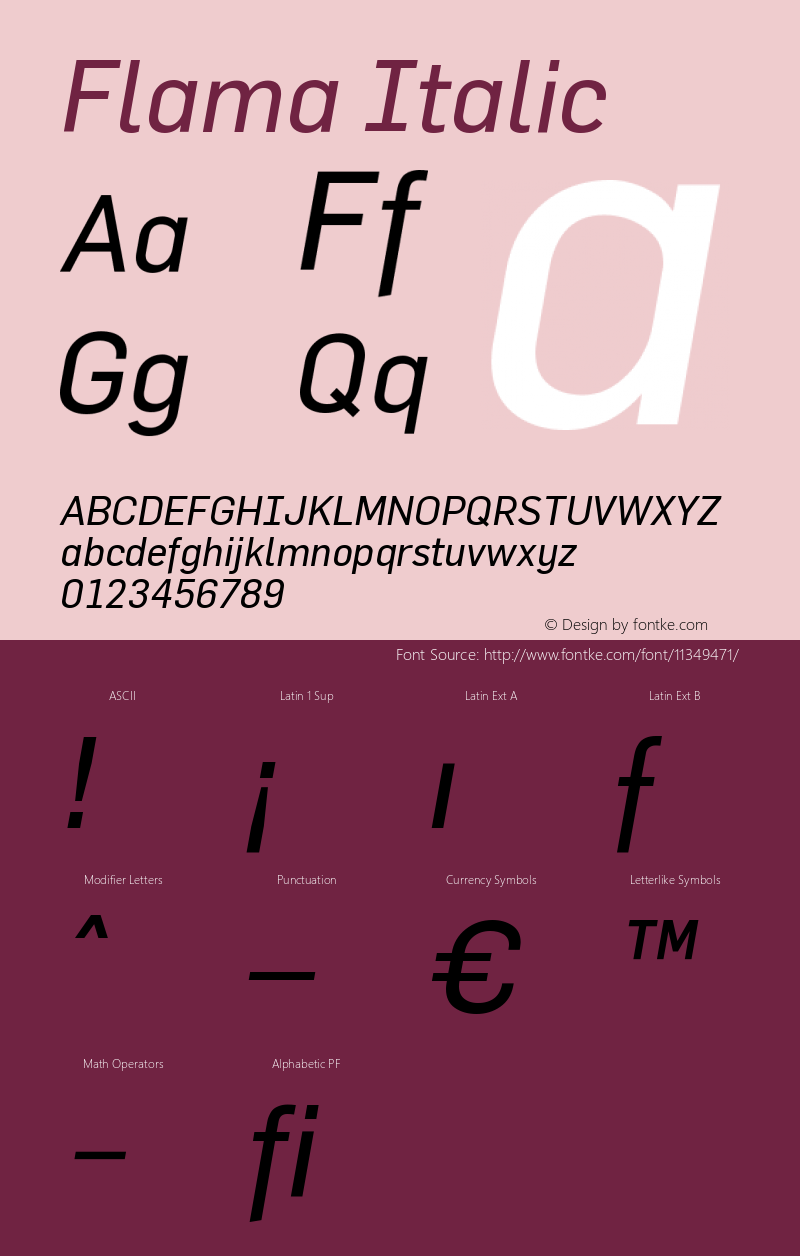 Flama Italic Version 001.000图片样张