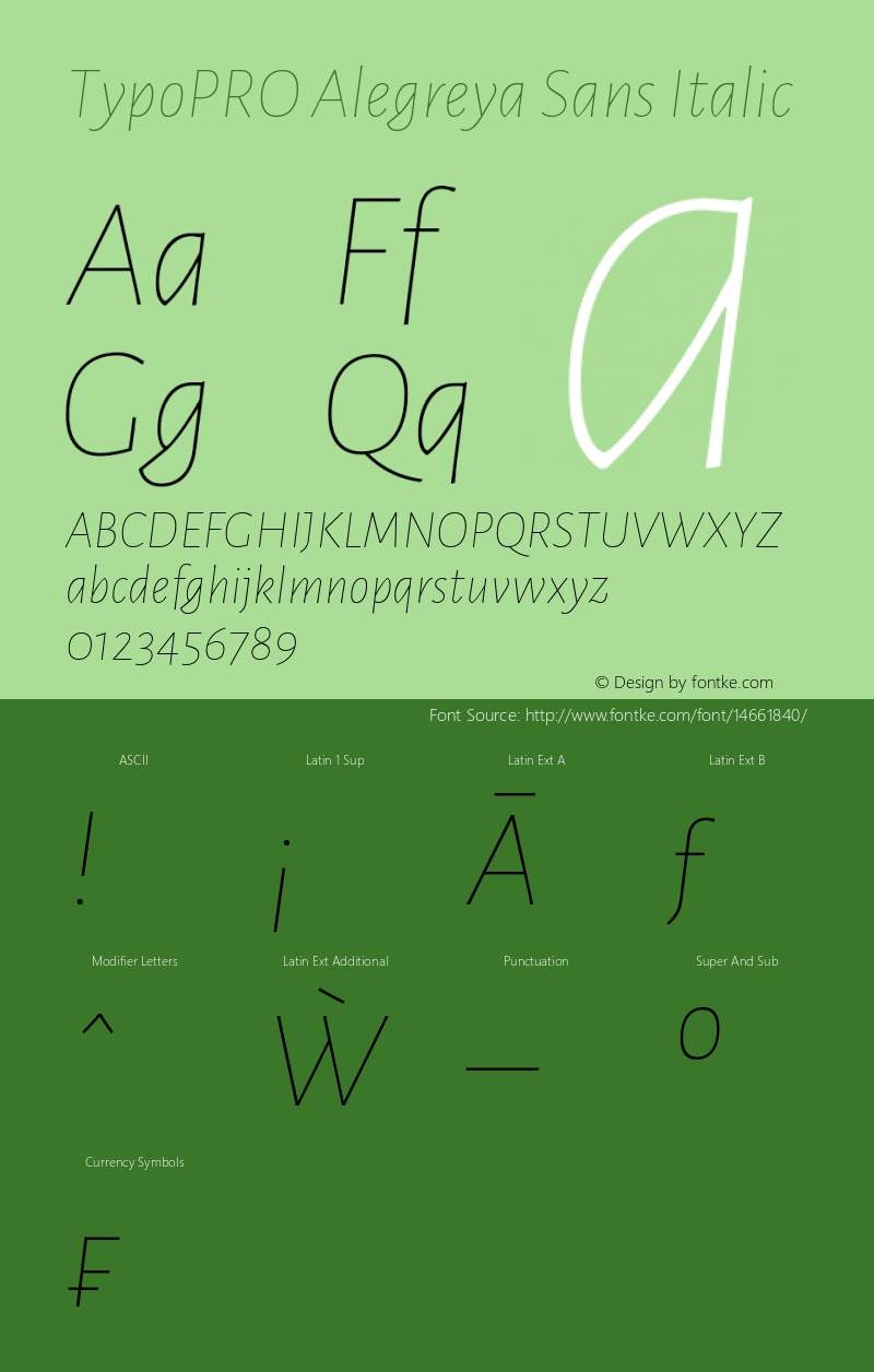 TypoPRO Alegreya Sans Italic Version 1.000;PS 001.000;hotconv 1.0.70;makeotf.lib2.5.58329 DEVELOPMENT图片样张