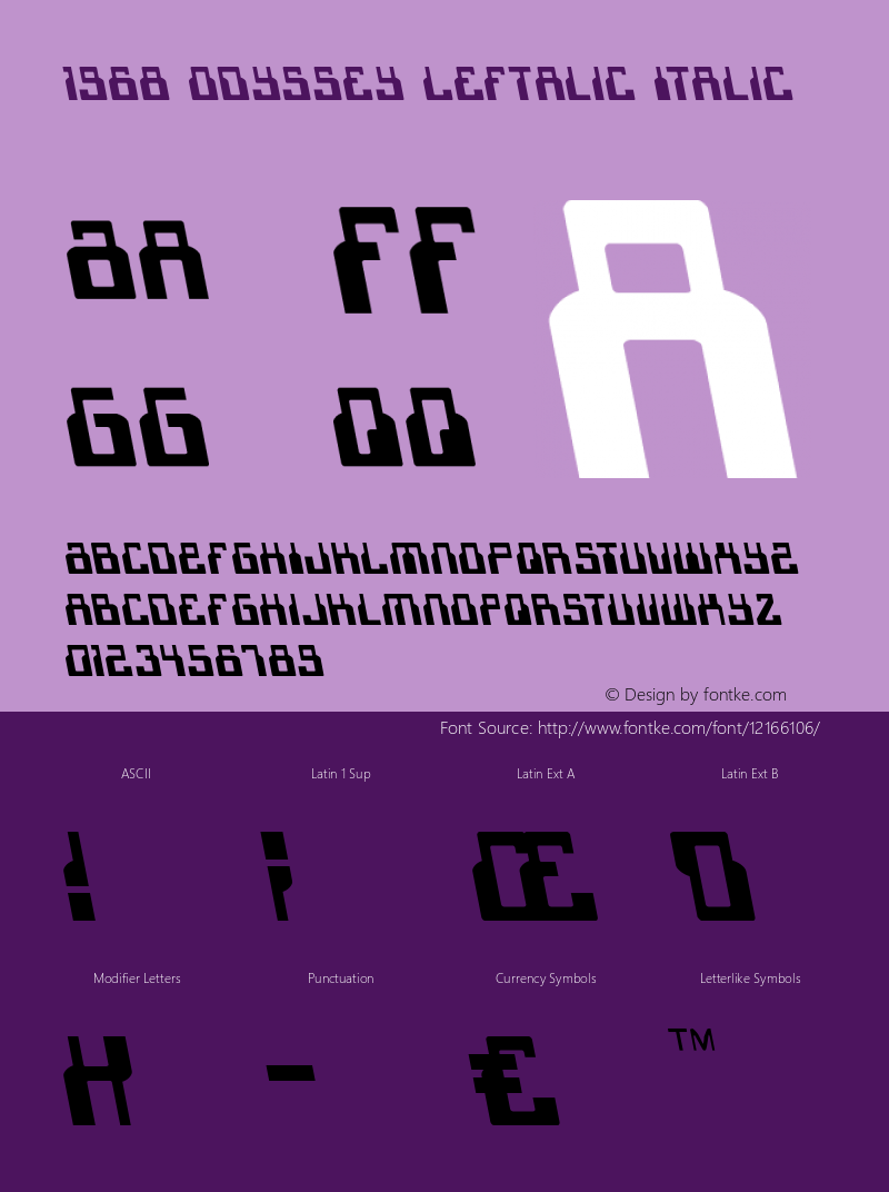 1968 Odyssey Leftalic Italic Version 1.0; 2015图片样张