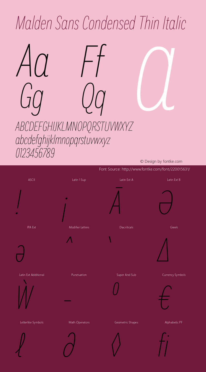 Malden Sans Cond Thin It Version 1.00, build 13, s3图片样张