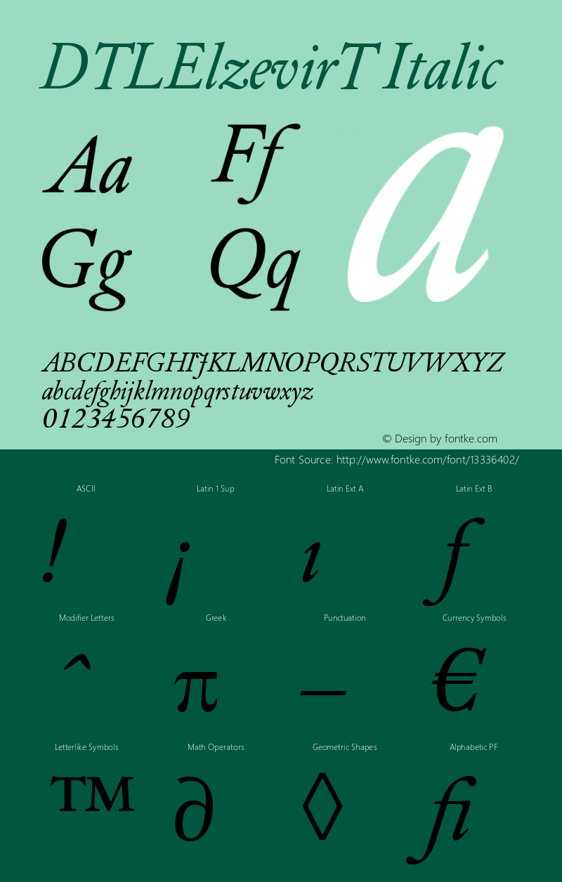 DTLElzevirT Italic Version 001.000图片样张