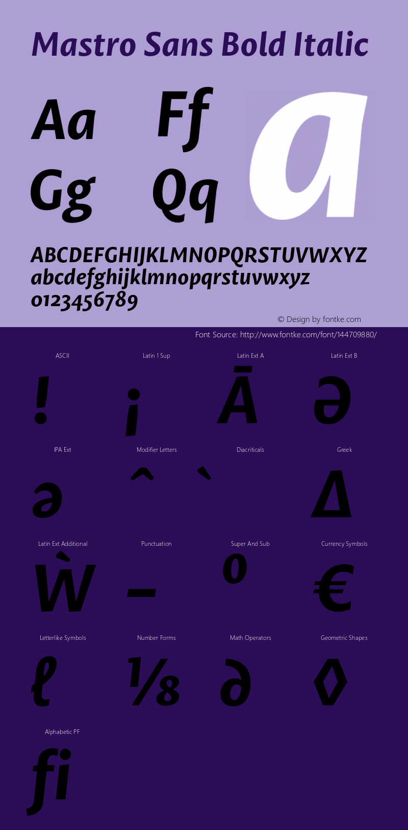Mastro Sans Bold Italic Version 1.000;PS 001.000;hotconv 1.0.88;makeotf.lib2.5.64775图片样张