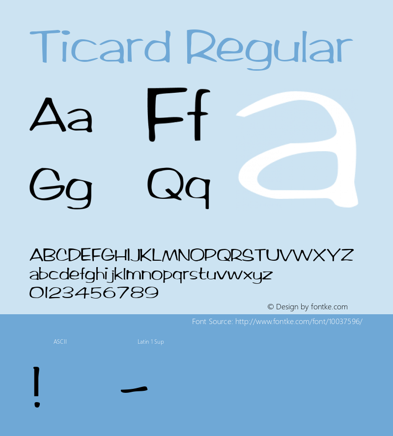 Ticard Regular Altsys Fontographer 3.5  4/1/92图片样张