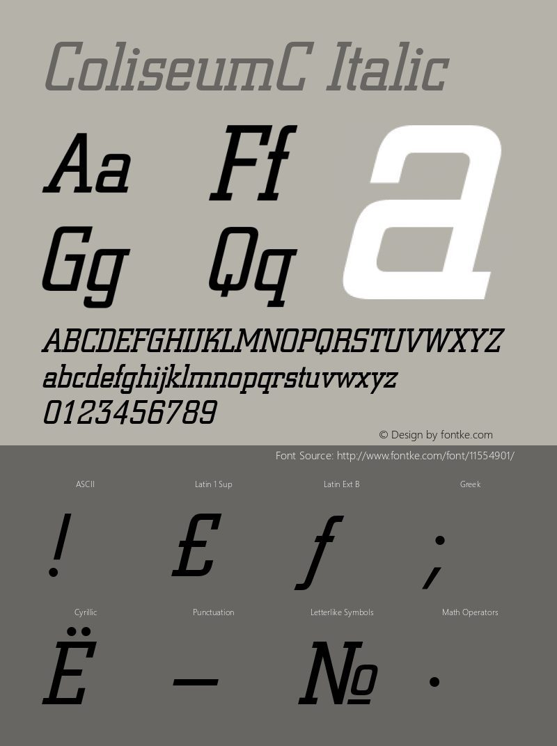 ColiseumC Italic Version 001.000图片样张