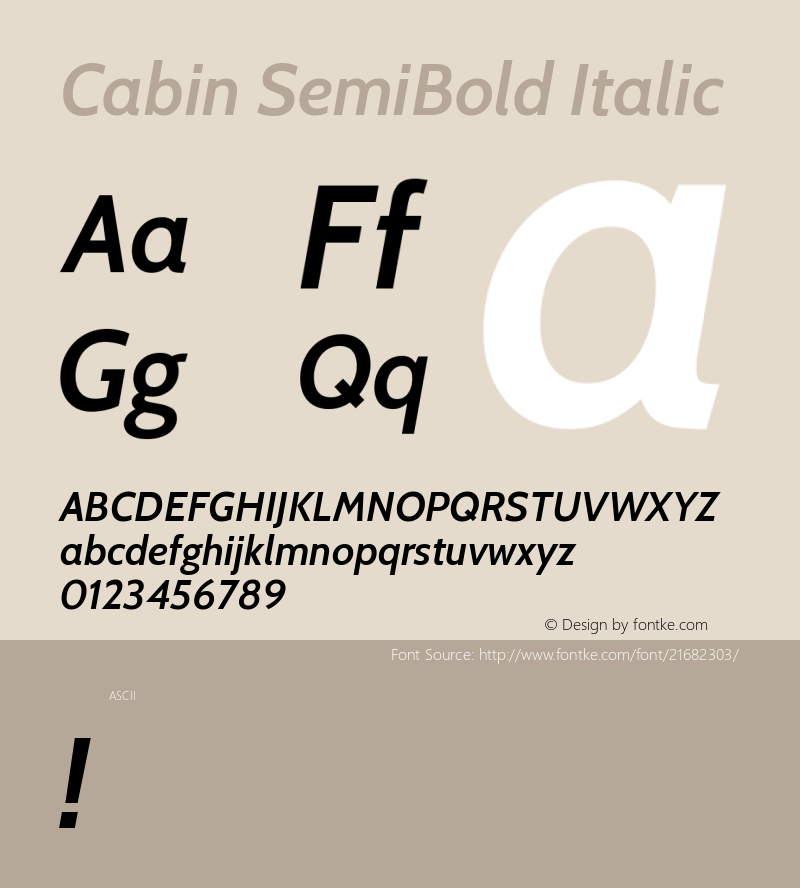 Cabin SemiBold Italic 图片样张