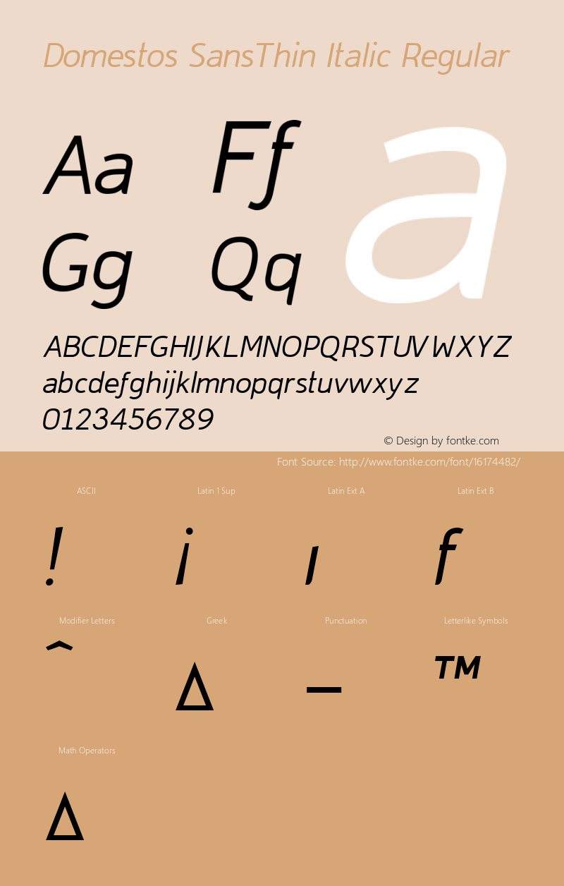 Domestos SansThin Italic Regular Version 4.10图片样张