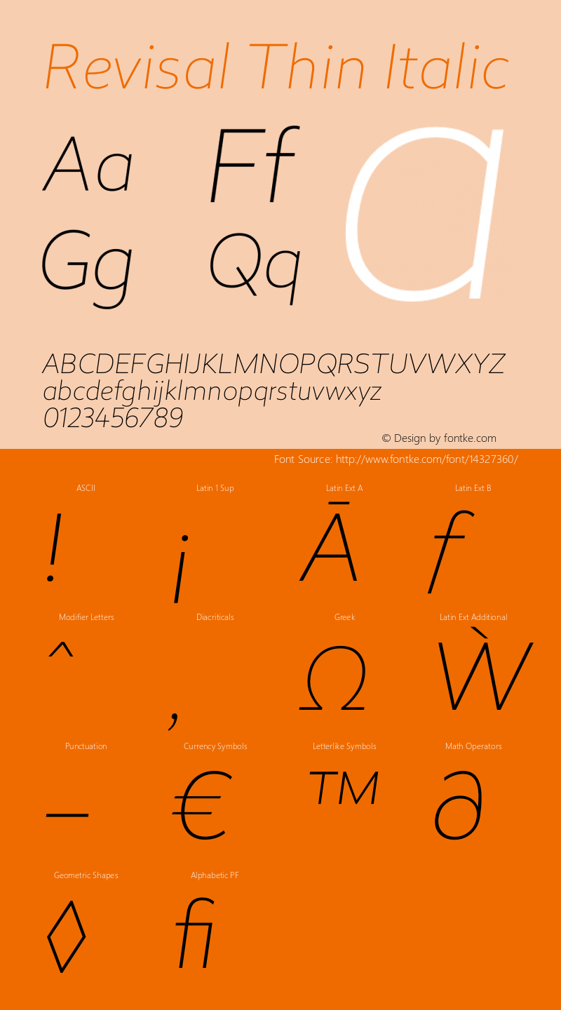 Revisal Thin Italic Version 1.000; Fonts for Free; vk.com/fontsforfree图片样张