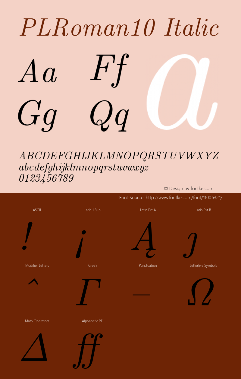 PLRoman10 Italic Version 1.11图片样张