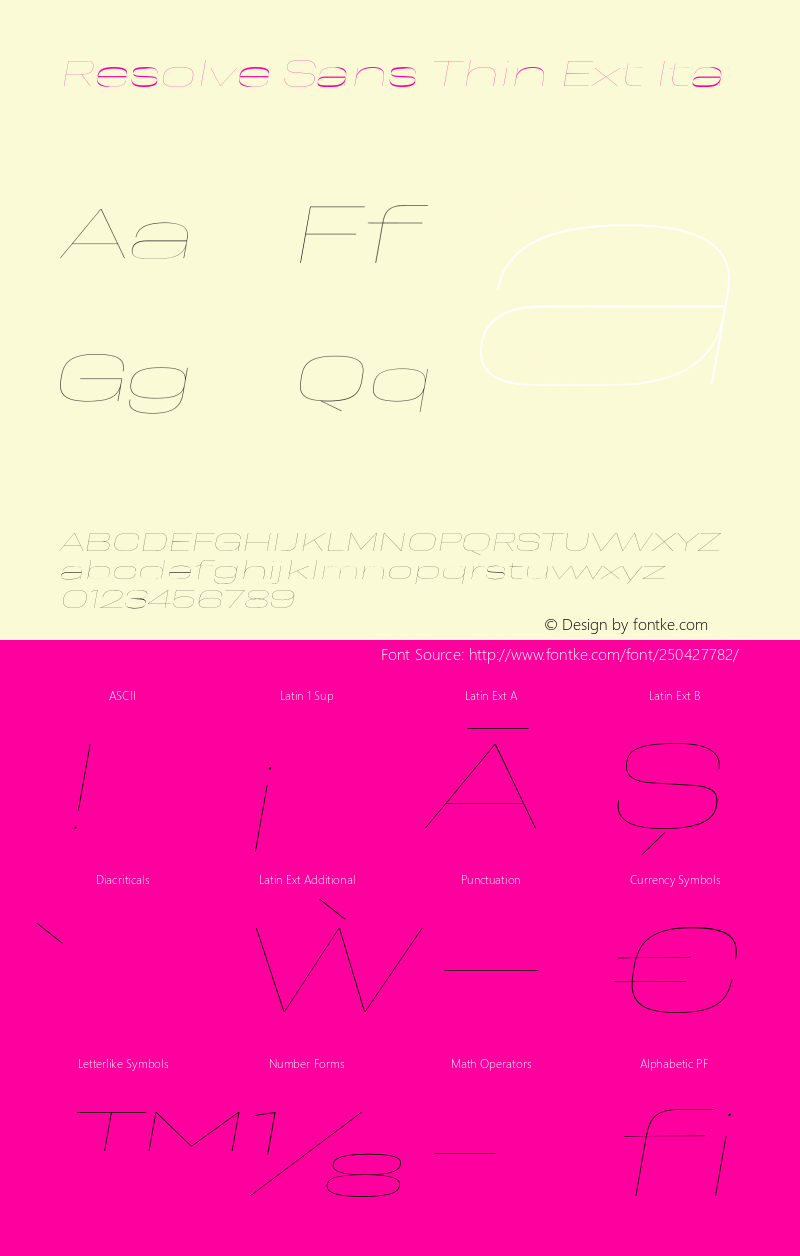 Resolve Sans Thin Ext Ita Version 1.000;hotconv 1.0.109;makeotfexe 2.5.65596图片样张