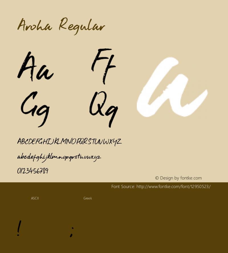 Aroha Regular Version 1.00 February 15, 2016, initial release图片样张