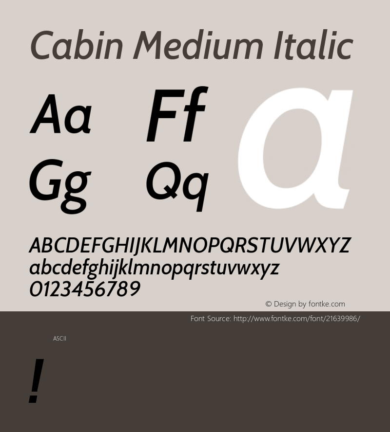 Cabin Medium Italic 图片样张