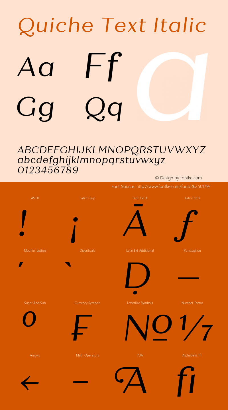 QuicheText-Italic Version 1.000;PS 001.000;hotconv 1.0.88;makeotf.lib2.5.64775图片样张