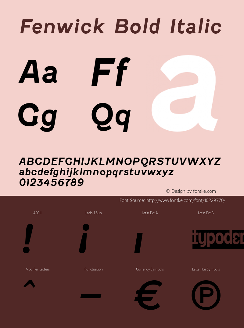 Fenwick Bold Italic Version 3.000图片样张