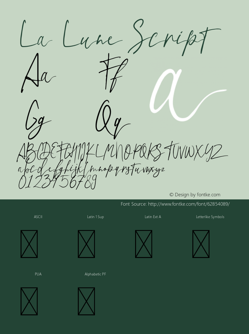 La Lune Script Version 1.004;Fontself Maker 3.5.1图片样张