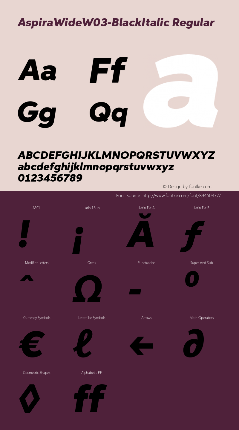 Aspira Wide W03 Black Italic Version 1.50图片样张