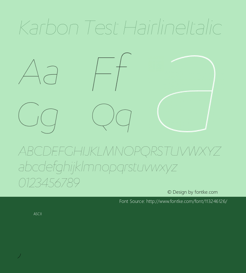 Karbon-HairlineItalicTest Version 1.005;PS 001.000;hotconv 16.6.54;makeotf.lib2.5.65590;0图片样张