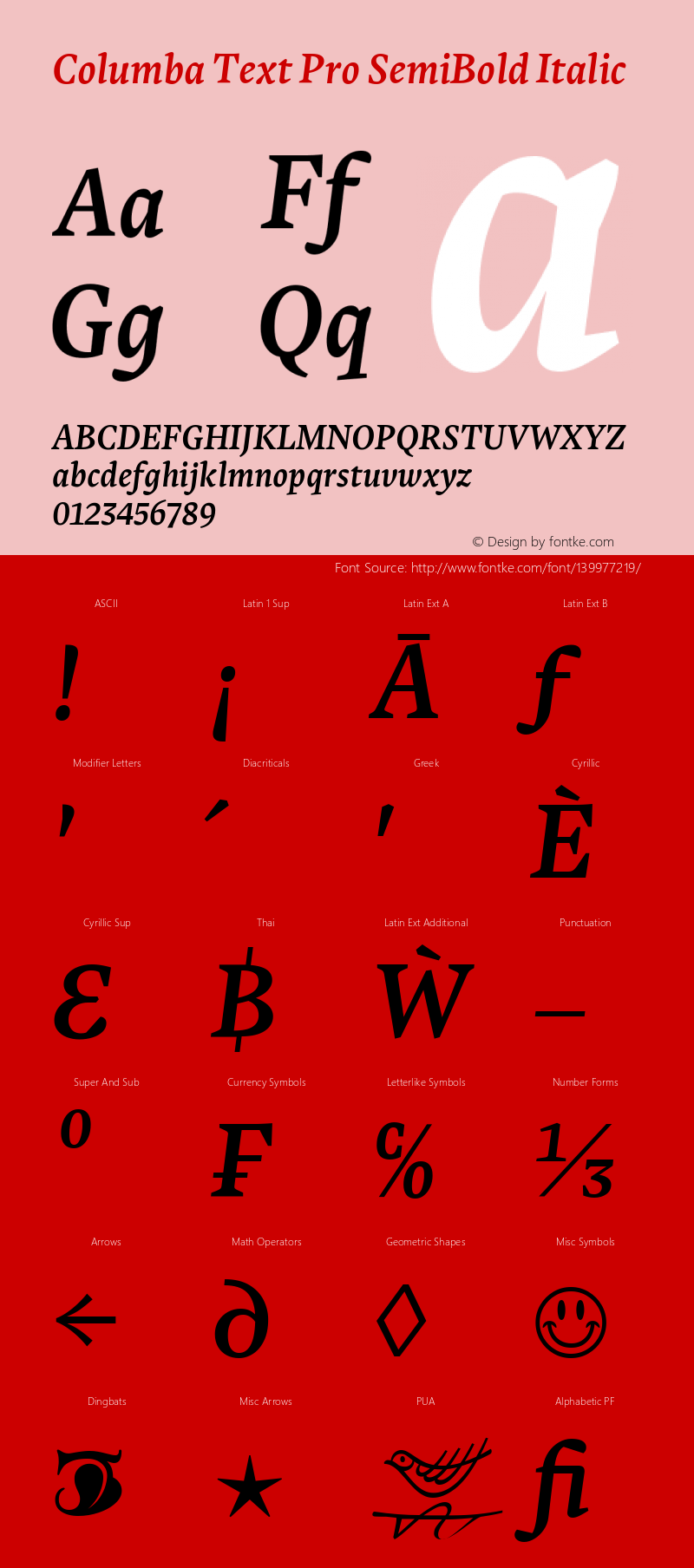 Columba Text Pro SemiBold Italic Version 1.001图片样张