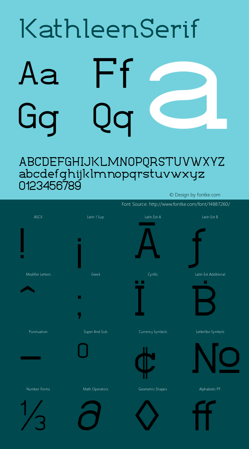 KathleenSerif ☞ Version 1.000 2008 initial release;com.myfonts.activesphere.kathleen-serif.regular.wfkit2.3bSd图片样张