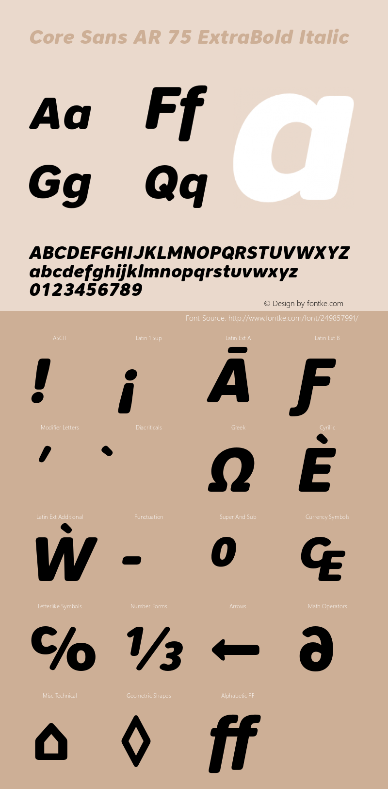 Core Sans AR 75 ExtraBold Italic Version 1.000图片样张