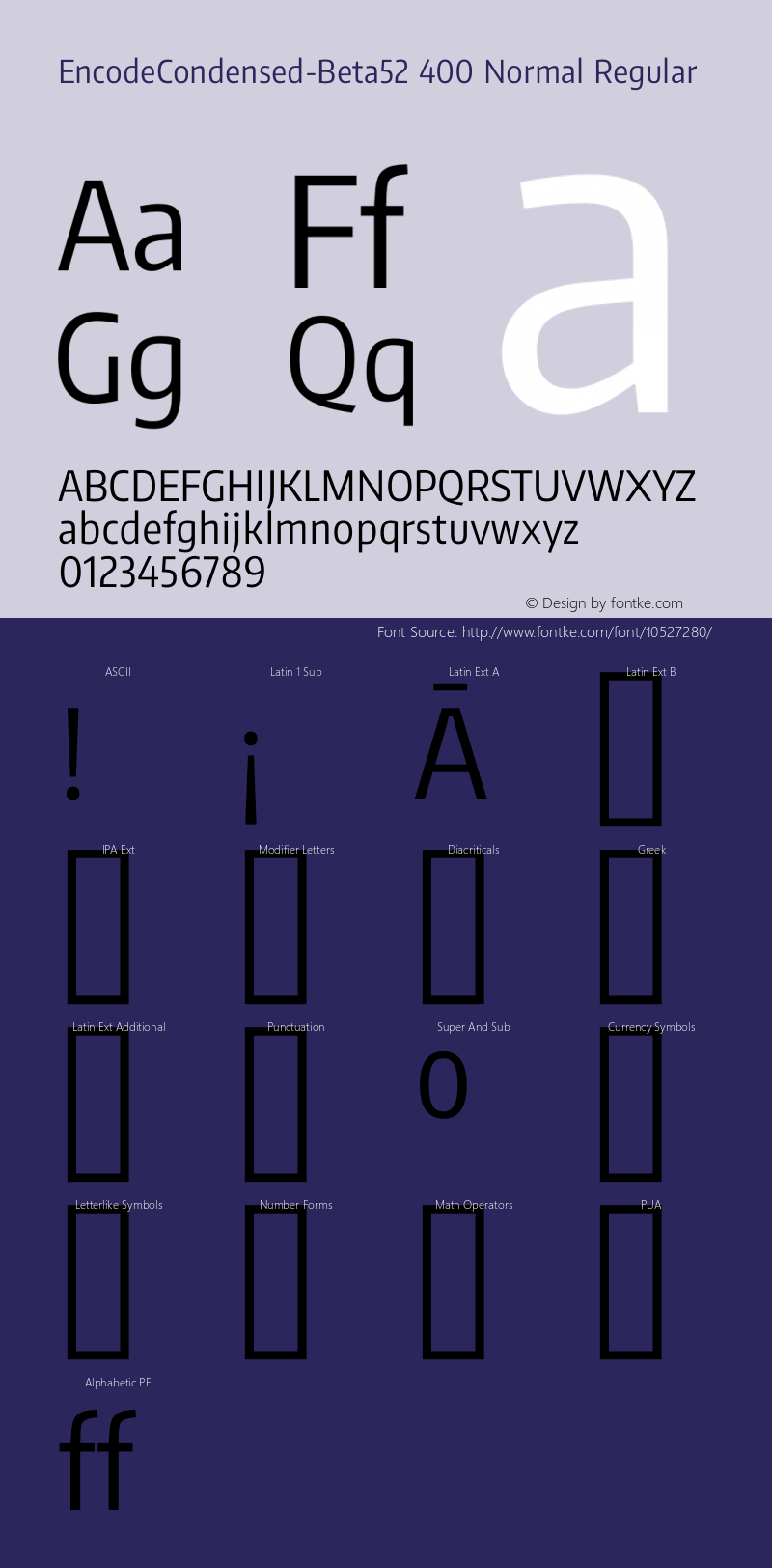 EncodeCondensed-Beta52 400 Normal Regular Version 1.000;PS 001.000;hotconv 1.0.70;makeotf.lib2.5.58329 DEVELOPMENT图片样张