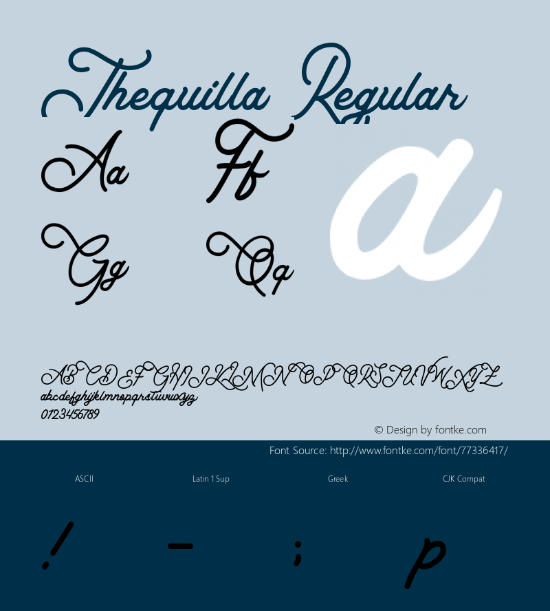 Thequilla Version 1.00;September 1, 2020;FontCreator 11.5.0.2430 32-bit图片样张