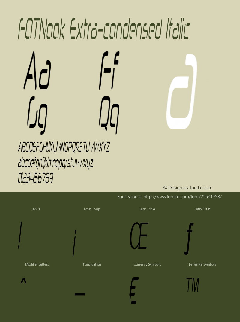 FOTNook-ExtracondensedItalic Version 1.000图片样张